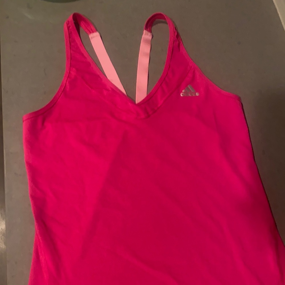 Pink V-neck racerback tank